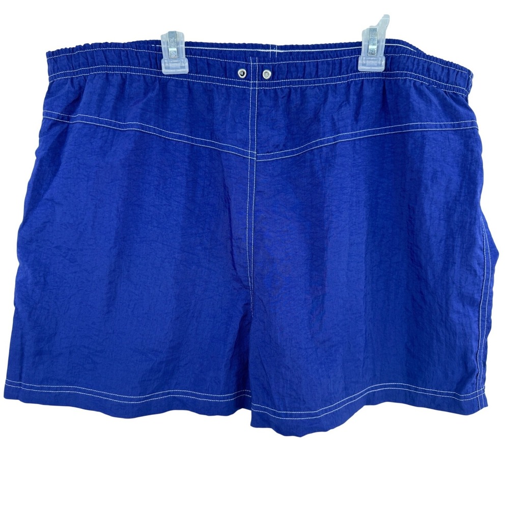 Vintage Jantzen Blue‎ Nylon Shorts Womens Large White Contrast Stitch Beach Swim